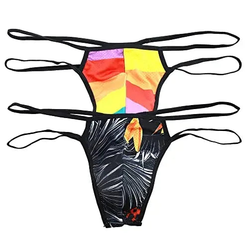 Sexy Men Briefs Underpants Breathable Side Straps Male Simple Rainbow Panda Printed Sexy Gay Underwear Mini Thongs Homme Panties