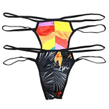Sexy Men Briefs Underpants Breathable Side Straps Male Simple Rainbow Panda Printed Sexy Gay Underwear Mini Thongs Homme Panties