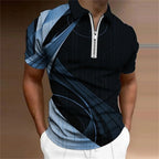 Men'S Zip Polo Lapel Polo Shirt Golf Shirts Graphic Prints Geometry Linear Turndown Short Sleeves Zipper Clothing Tops Designer