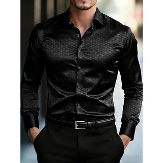FGKKS Men Black Shirt Brand New European Luxury Plaid Long Sleeve Smart Casual Elastic Wrinkle-free Male Business Dress Shirts