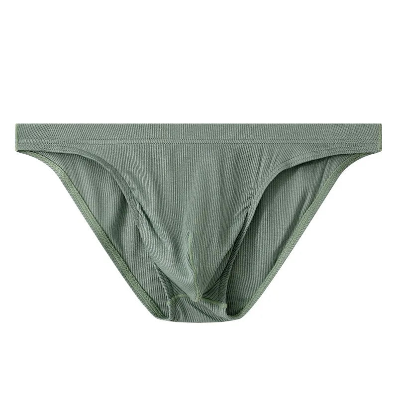 2025 new Solid color men's briefs one-piece low waist triangle breathable youth underwear solid color loose pants D2024