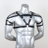 PUNK RAVE Men Black PU Steampunk Gothic Armour Harness Top Party Belt,for Themed Parties, Father's Day, Mardi Gras