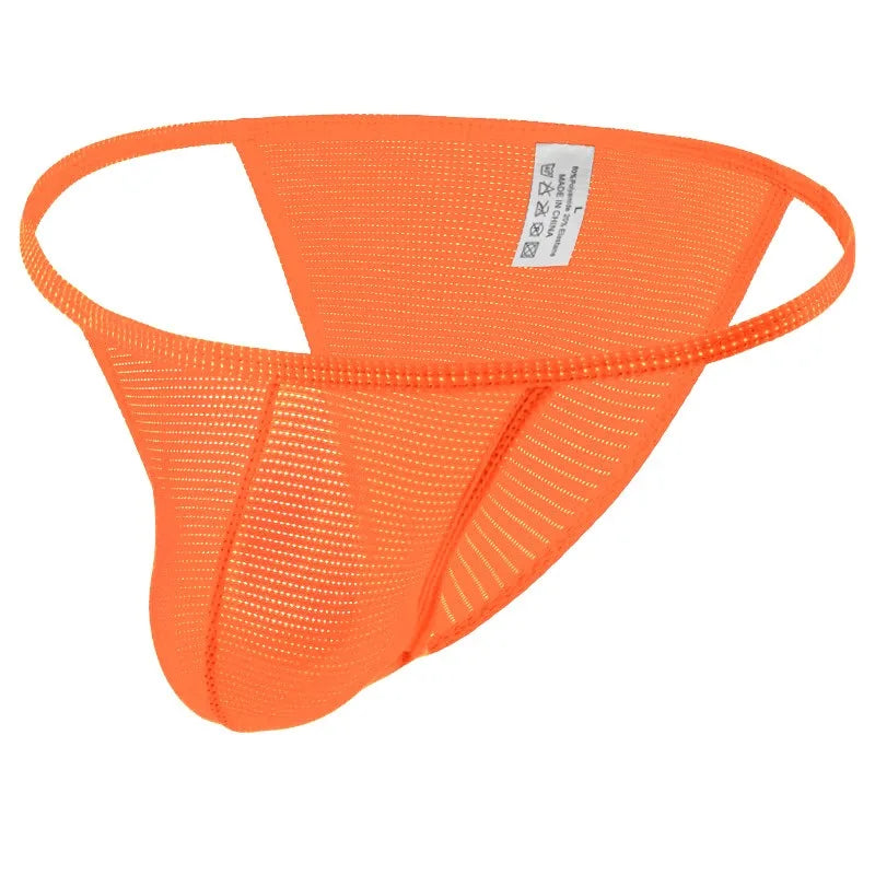 Solid color simple men's U convex bag mesh underwear low waist high fork half hip wrap comfortable small triangle CMF038