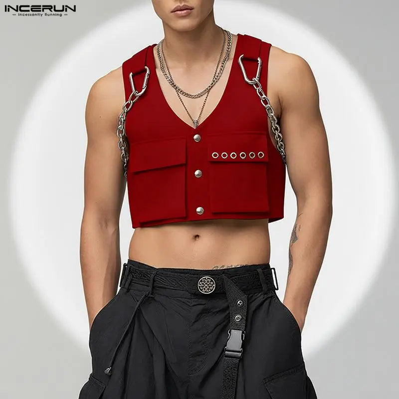Vests Solid Men's Crop Top