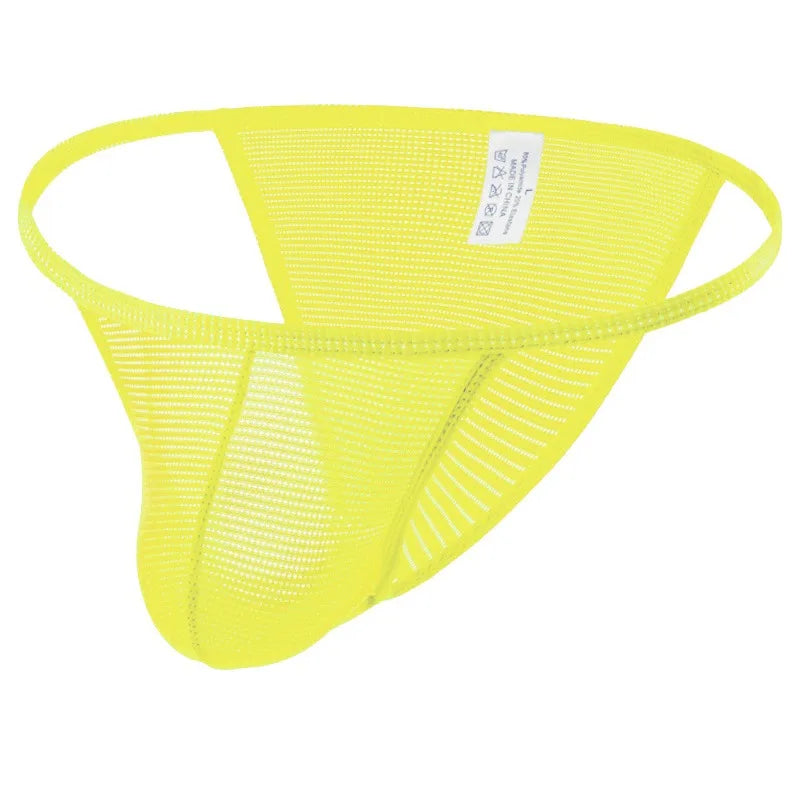 Solid color simple men's U convex bag mesh underwear low waist high fork half hip wrap comfortable small triangle CMF038
