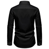 FGKKS Men Black Shirt Brand New European Luxury Plaid Long Sleeve Smart Casual Elastic Wrinkle-free Male Business Dress Shirts