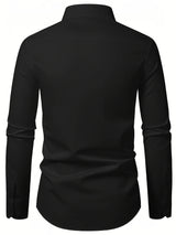 Men's Shirt Brand New Solid Color Long Sleeve Smart Casual Black Elastic Male Business Shirts