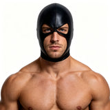 Cosplay Hood Head Faux Leather Mask Men Headgear Wet-Look Black 3 Holes Cover Face Mask CS Halloween Carnival Role Play