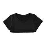 Black Crop Top Short Sleeve Men Half Tops Slim Fit Muscle Athletic Workout Gym Sport T-Shirt Training Running Cropped