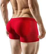 Men's Sexy Ice Mesh Breathable Butt Lift Boxer Briefs Underwear, Comfy Padded with Hip Pad Buttocks Trunk