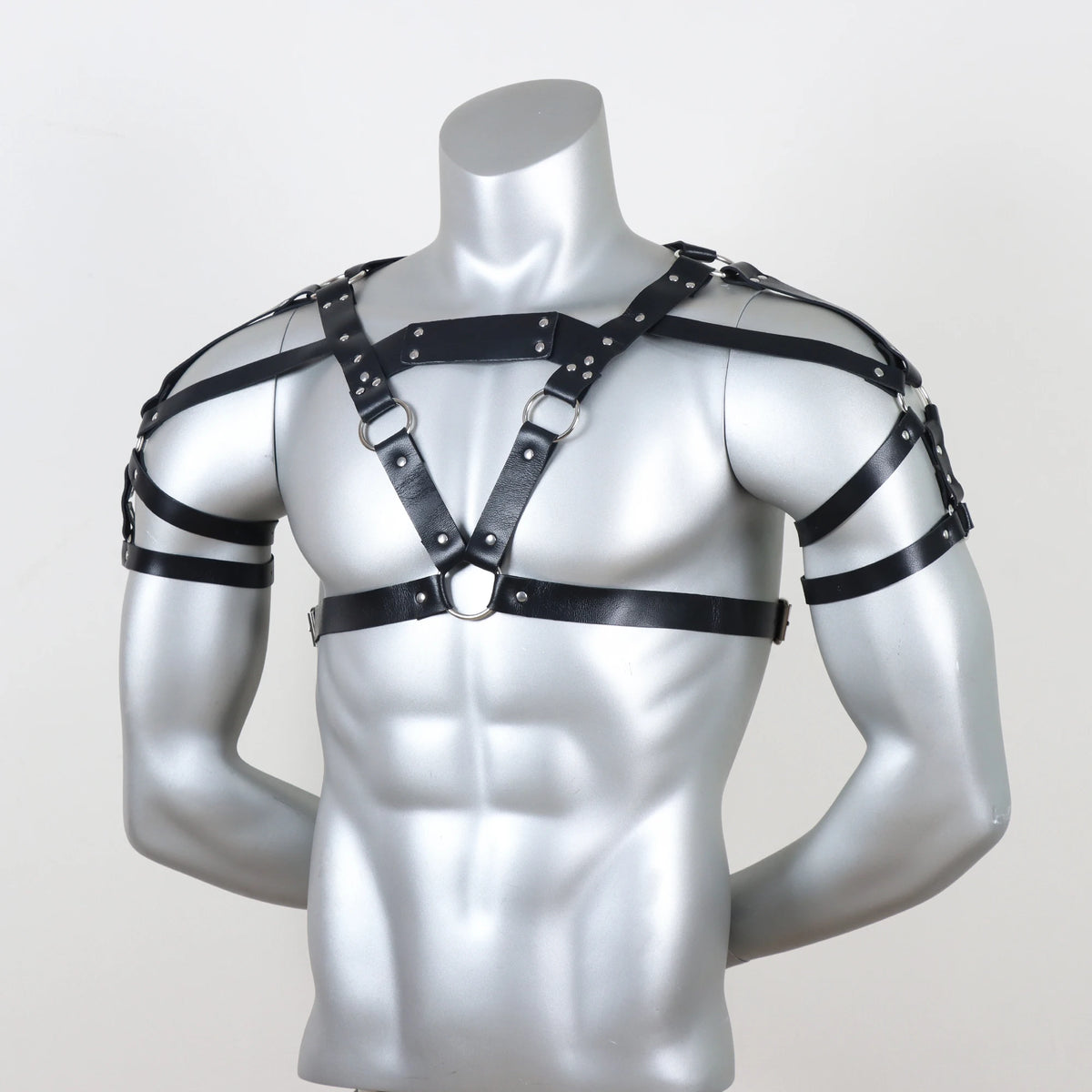PUNK RAVE Men Black PU Steampunk Gothic Armour Harness Top Party Belt,for Themed Parties, Father's Day, Mardi Gras