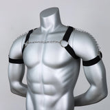 Men Adjustable Men Chest Harness with Metal Chain Punk Style Chest Suspender for Cosplay Party Halloween Valentine's Day