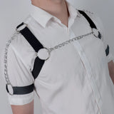 Men Adjustable Men Chest Harness with Metal Chain Punk Style Chest Suspender for Cosplay Party Halloween Valentine's Day