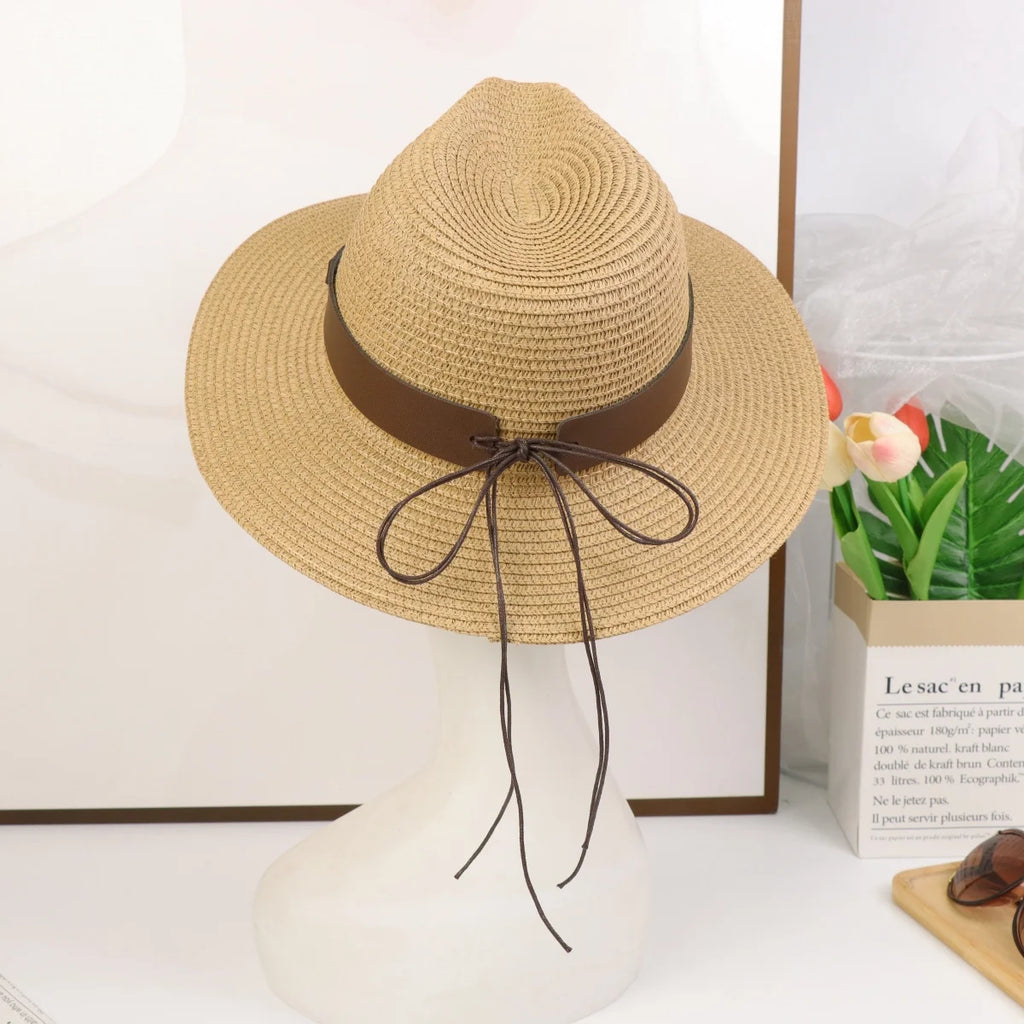 Elegant Summer Straw Hat With Pearls And Mesh Veil, Women's French Style Sun Protection Hat With Butterfly Bow,  Breathable