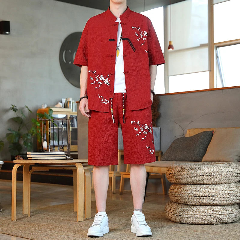Men's Printed Shirt and Shorts Set
