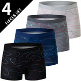 4 pieces European and American MEN'S Solid Color Boxer Underwear Comfortable Swimming Trunks Oversized Juvenile
