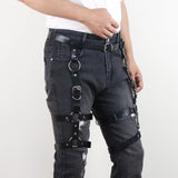 1PC Men's Punk Leather Thigh Harness Garter Belt With Leg Rings