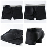 Men's Sexy Ice Mesh Breathable Butt Lift Boxer Briefs Underwear, Comfy Padded with Hip Pad Buttocks Trunk