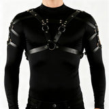 PUNK RAVE Men Black PU Steampunk Gothic Armour Harness Top Party Belt,for Themed Parties, Father's Day, Mardi Gras