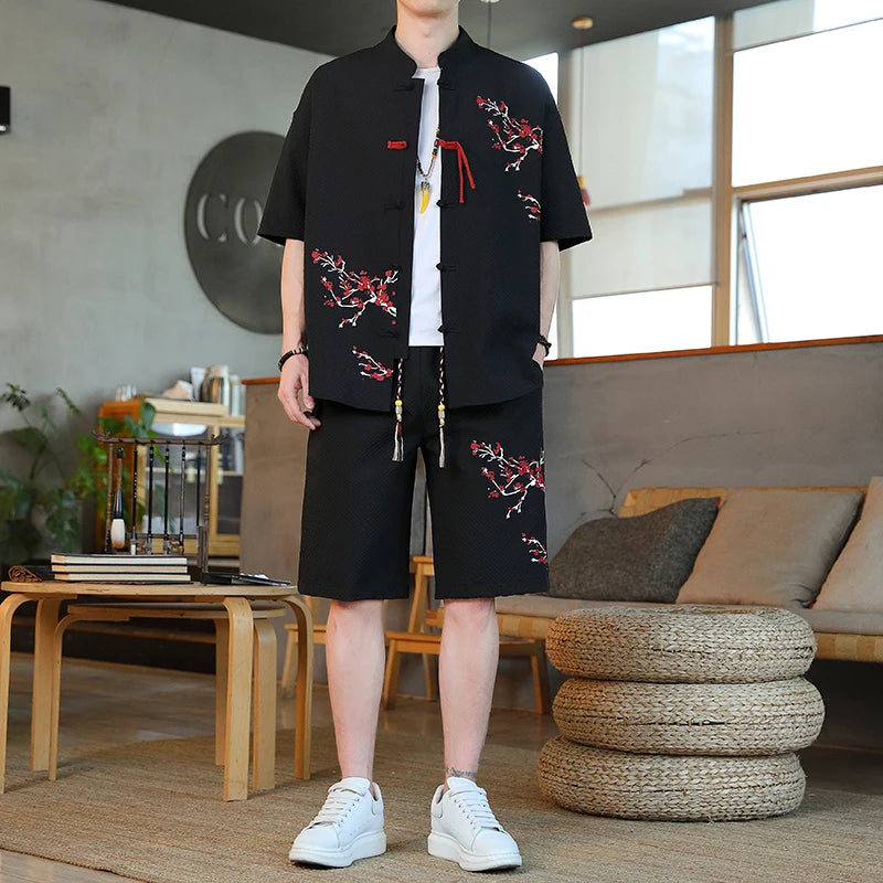 Men's Printed Shirt and Shorts Set