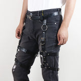 1PC Men's Punk Leather Thigh Harness Garter Belt With Leg Rings