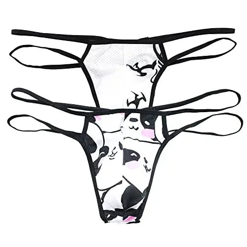 Sexy Men Briefs Underpants Breathable Side Straps Male Simple Rainbow Panda Printed Sexy Gay Underwear Mini Thongs Homme Panties