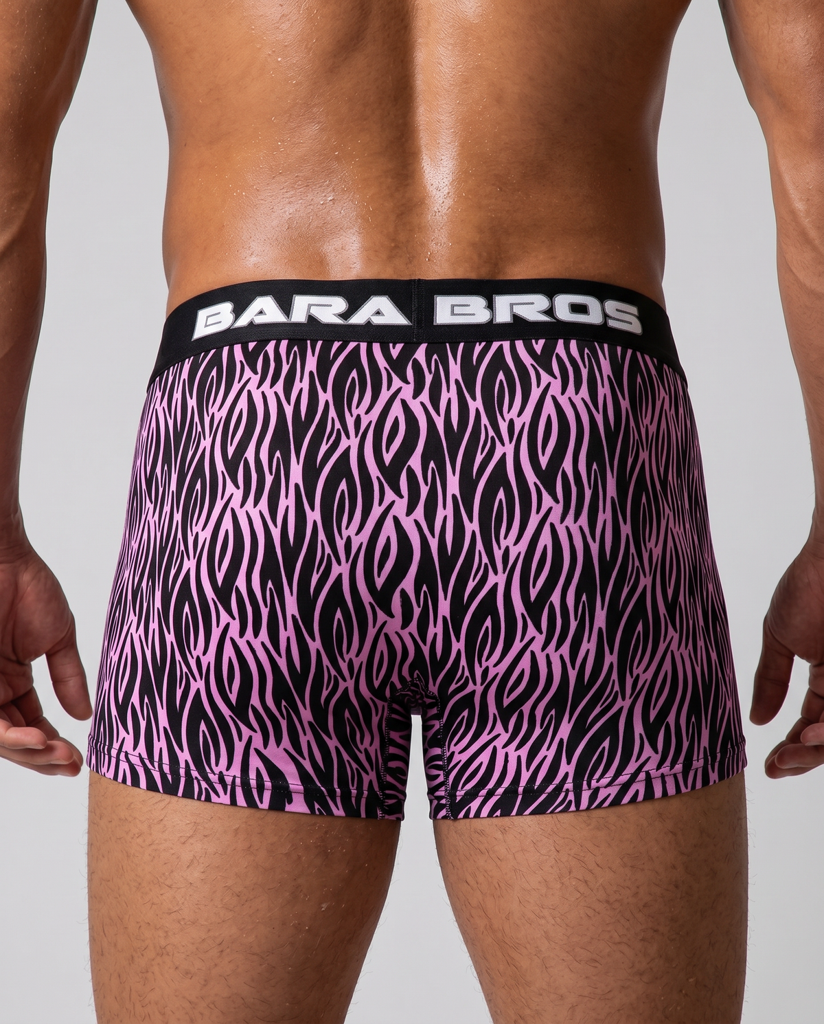 Retro Pink And Black Tribal Print Men's Boxer Briefs