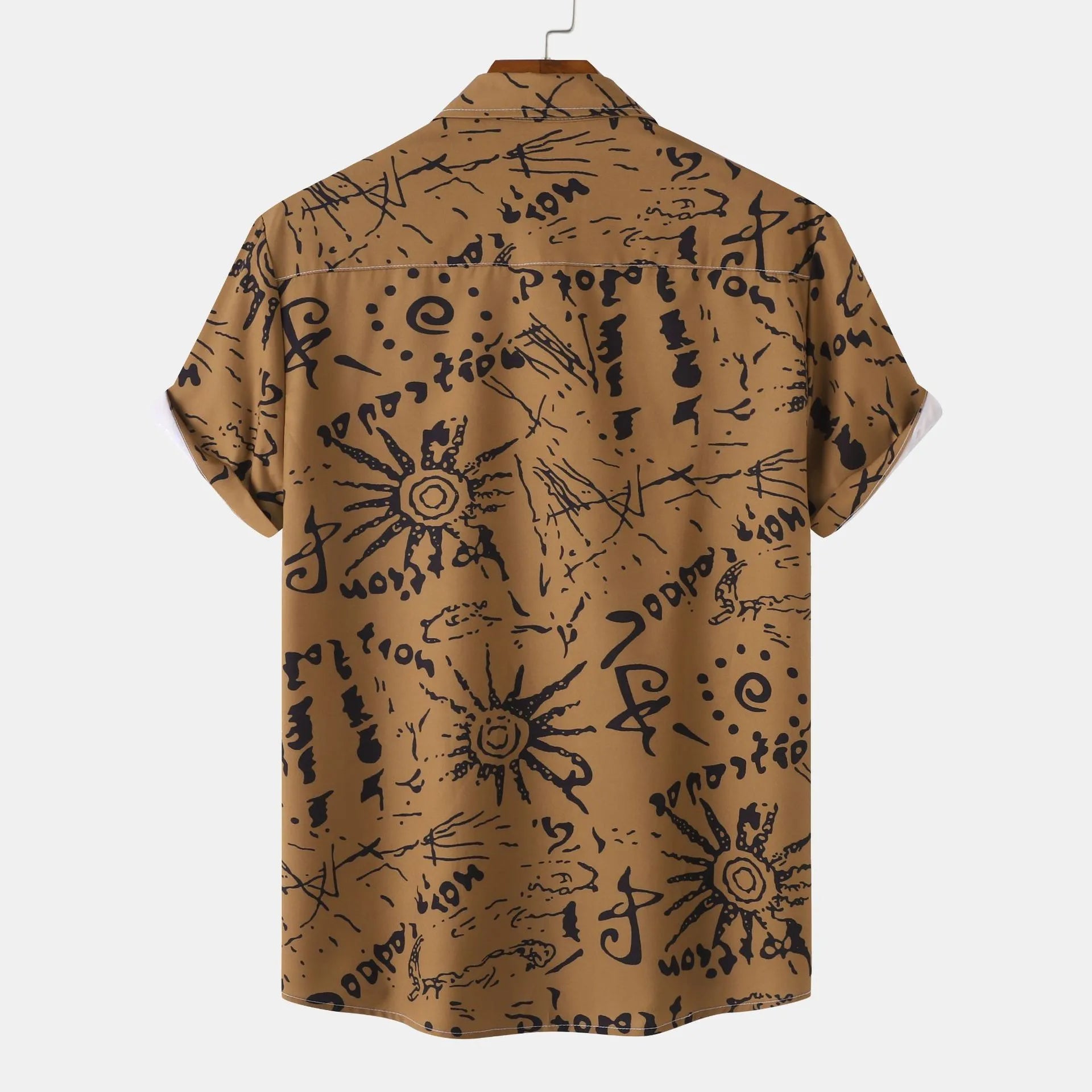 Men's Plus Size Vintage Sun Print Short Sleeve Button-Up Shirt Secondary image
