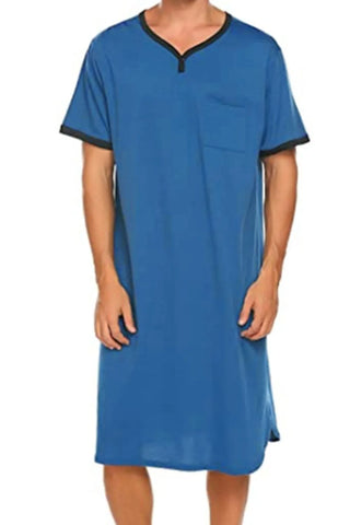 Men's Plus Size Contrast Trim Short Sleeve Lounge Tee Dress