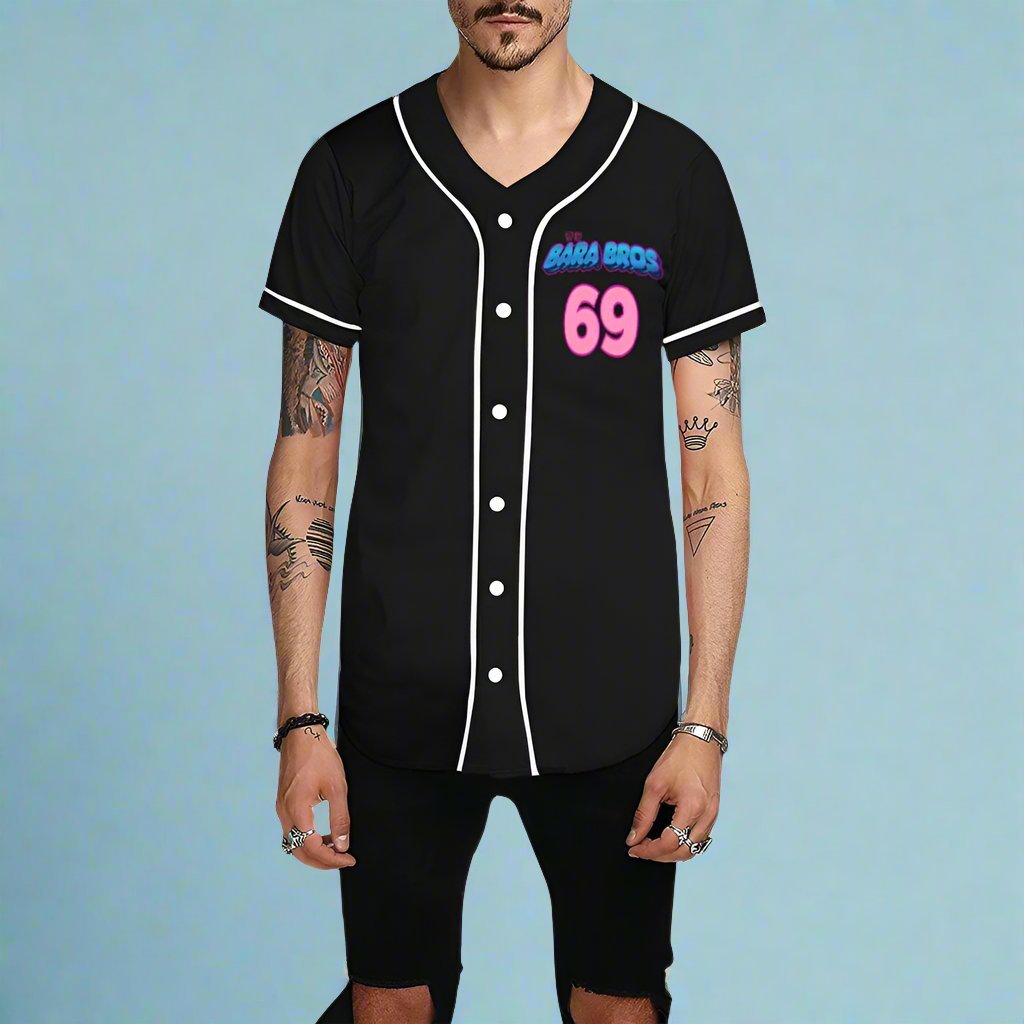 Bara Bros 69 Black Baseball Jersey for Men - Bara Bros Main image