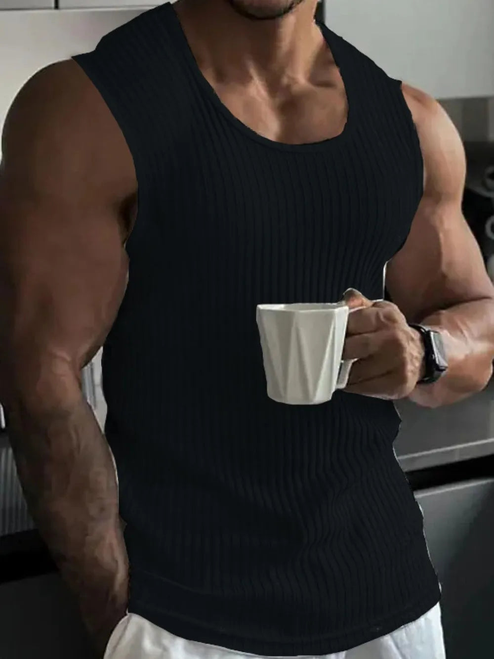 Men's Full Size Ribbed Round Neck Tank Plus Size Secondary image