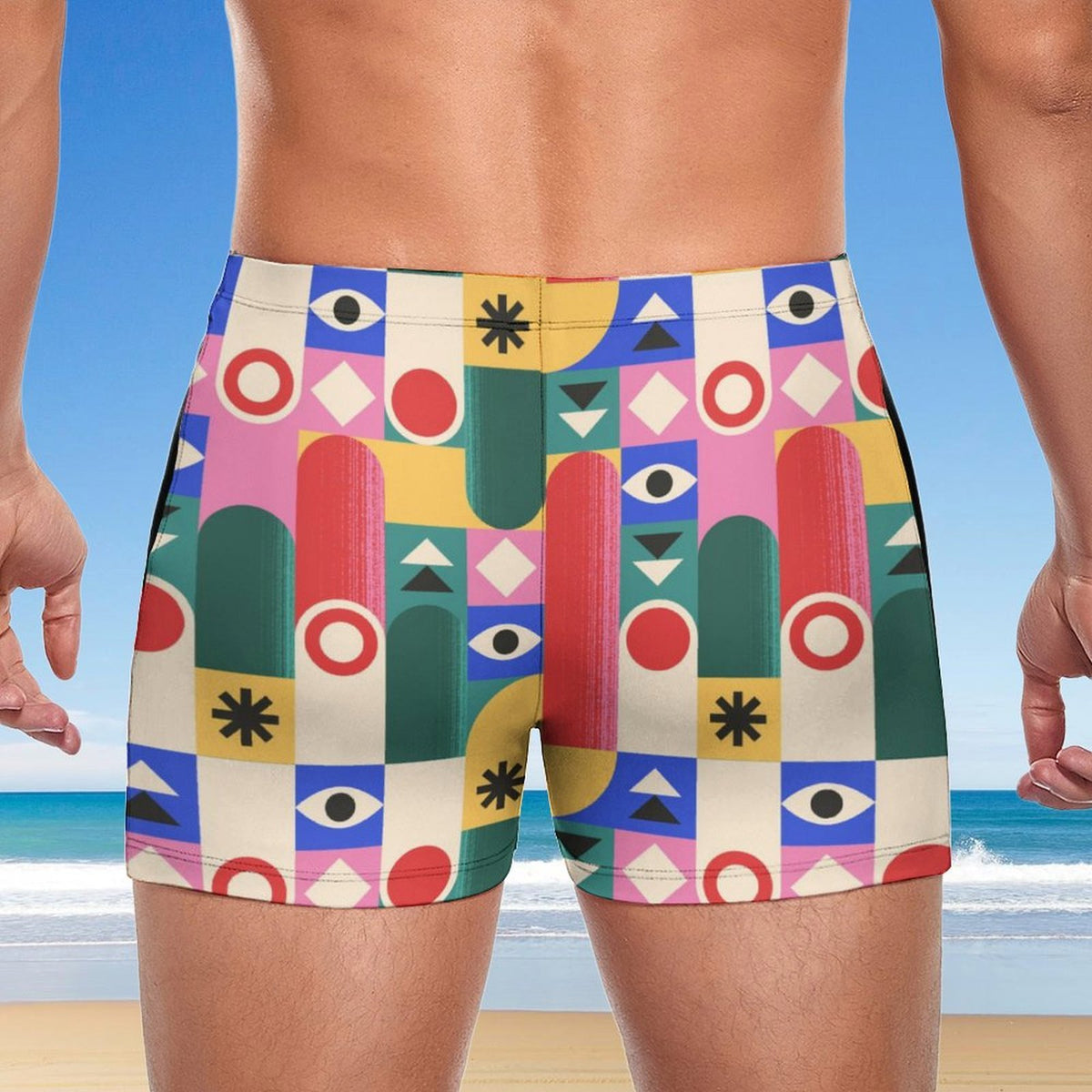 Retro Abstract Pattern Men's Swimming Trunks