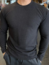 back view – Men's Plus Size Round Neck Long Sleeve T-Shirt | Bara Bros