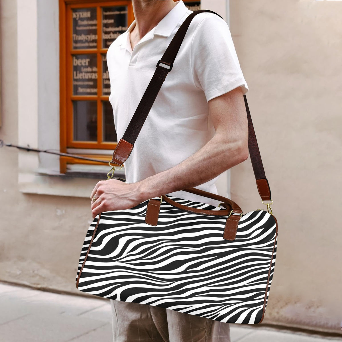 Zebra Large Capacity Travel Bag-Small (Brown Short Patch) (1737)