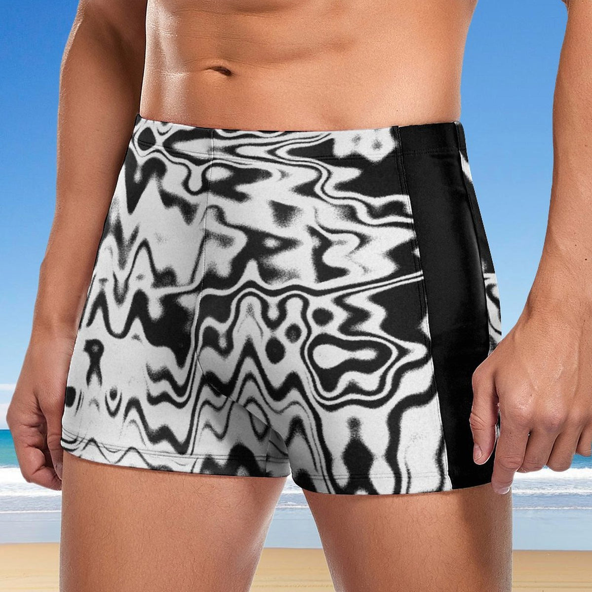 Men's white polyester swim trunks