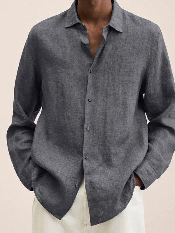 Men's Full Size Button-Down Long Sleeve Shirt Plus Size