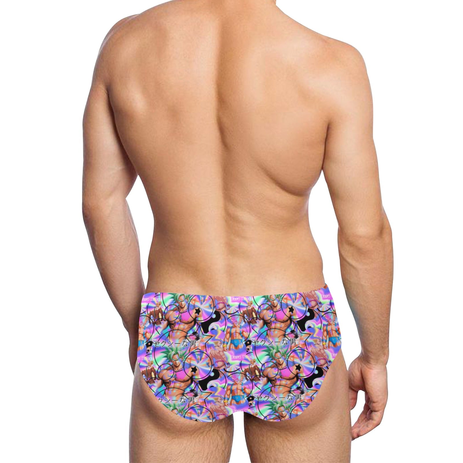 Men's Vaporwave Swimming Briefs – Retro Aesthetic Pool & Beach Wear Secondary image