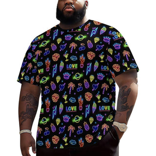 Pride Neon Sign Men's Plus Size Drop Shoulder T-Shirt
