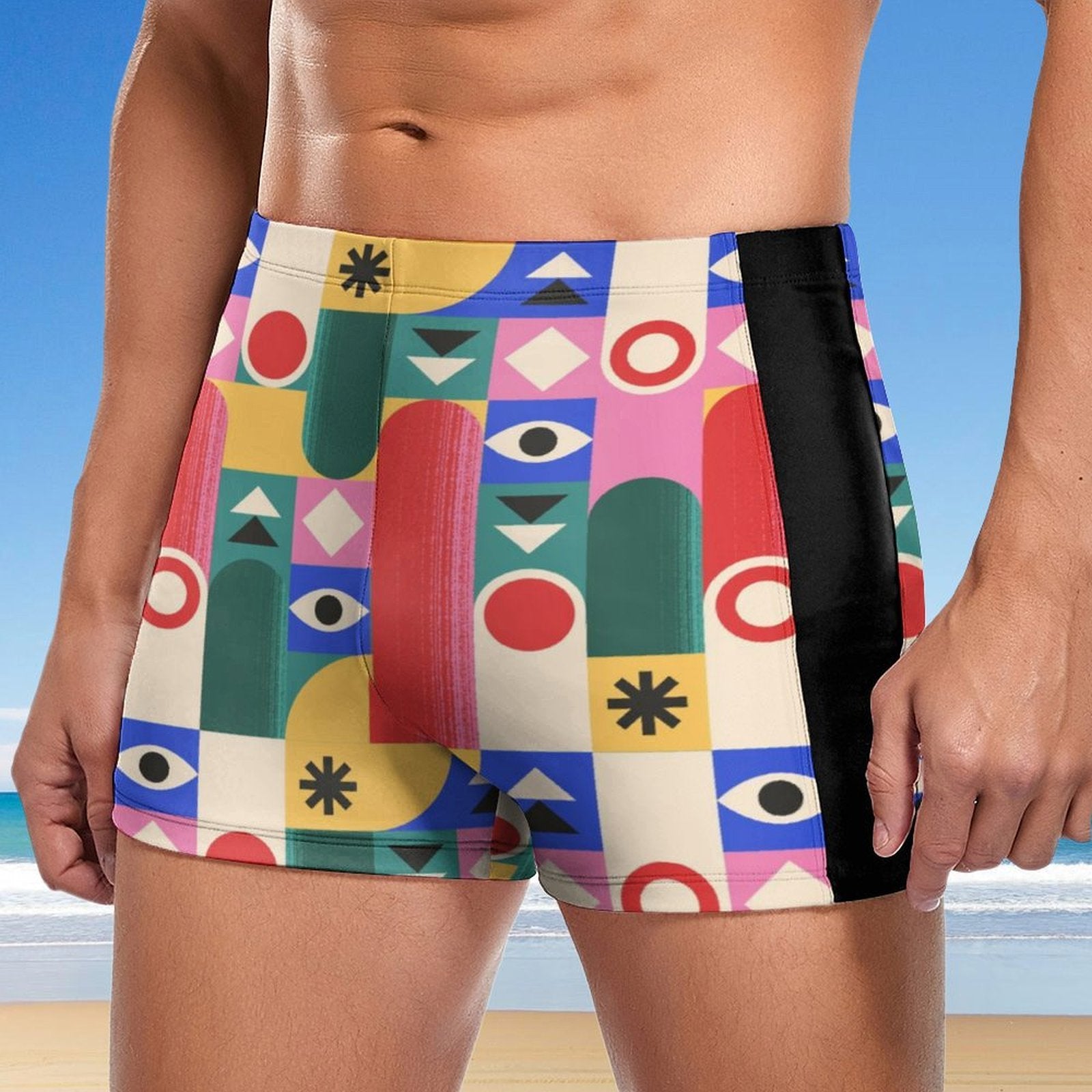 Retro Abstract Pattern Men's Swimming Trunks Secondary image