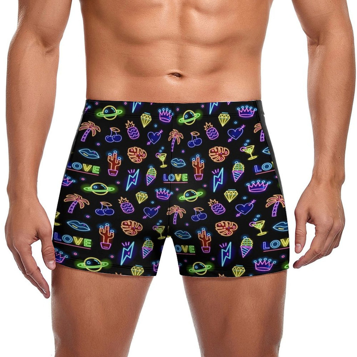 Men's white polyester swim trunks Main image