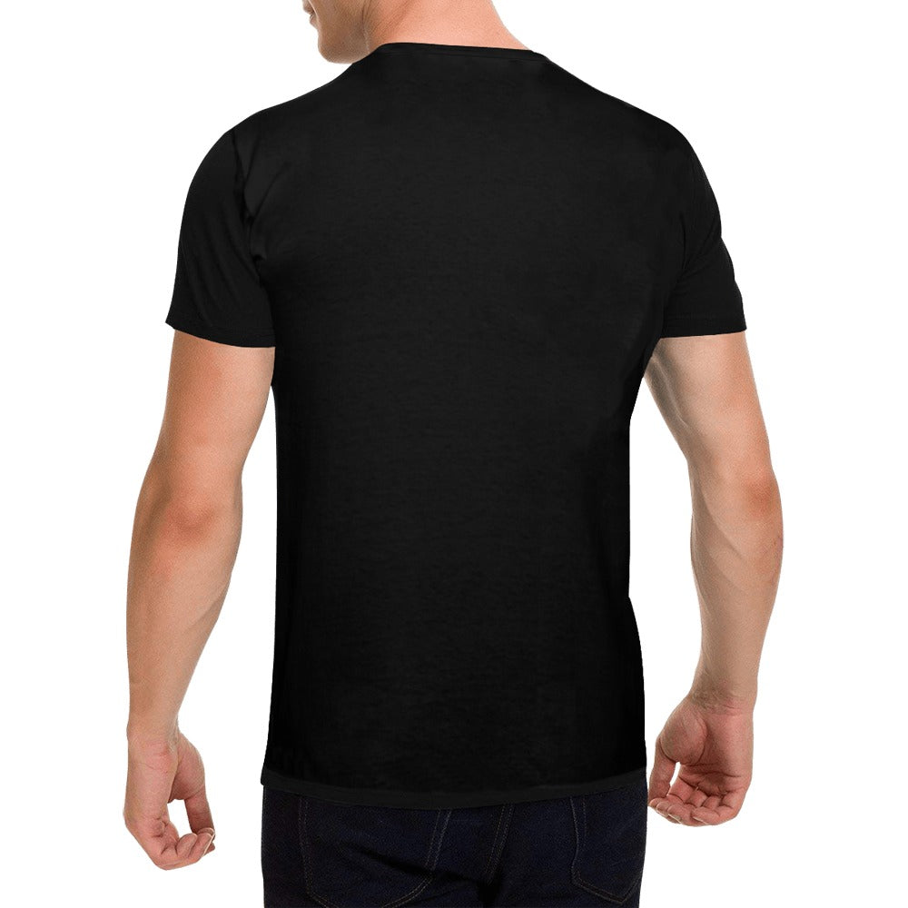 side view – Gay Vibes Black Men's T-Shirt in USA Size (Front Printing Only) | Bara Bros
