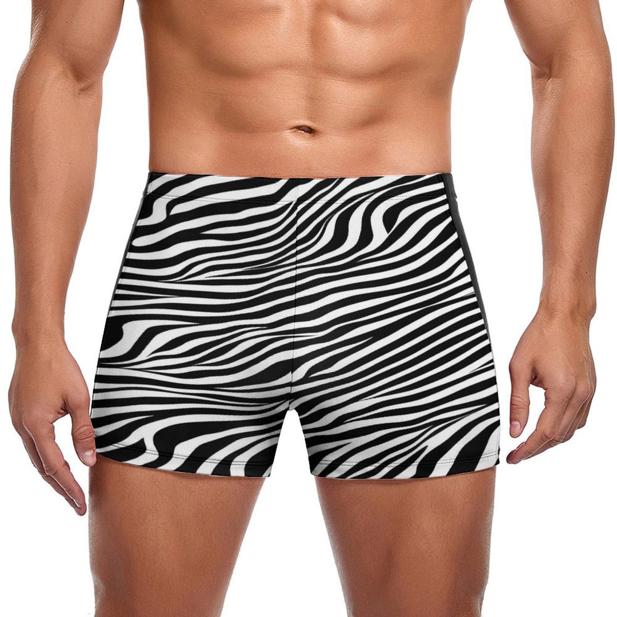 Men's white polyester swim trunks Main image