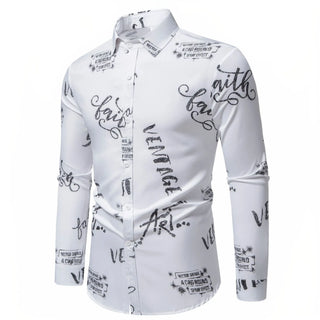 Men's Printed Long Sleeve Button-Up Shirt
