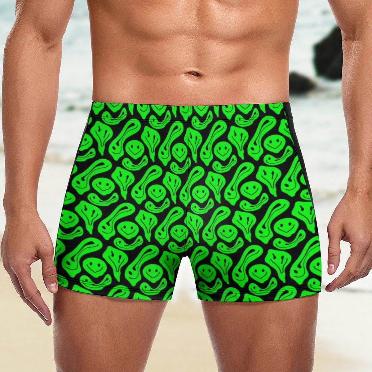 Men's white polyester swim shorts