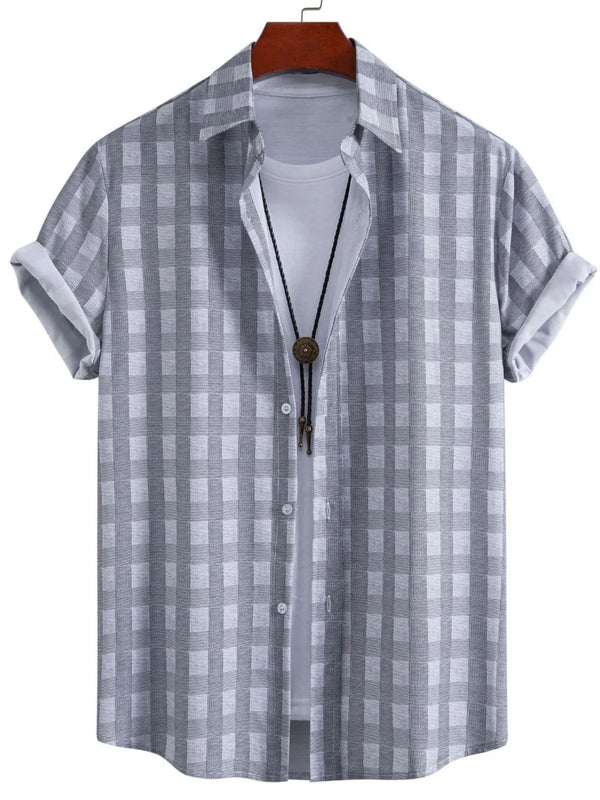 Men's Plus Size Casual Plaid Short Sleeve Button-Down Shirt