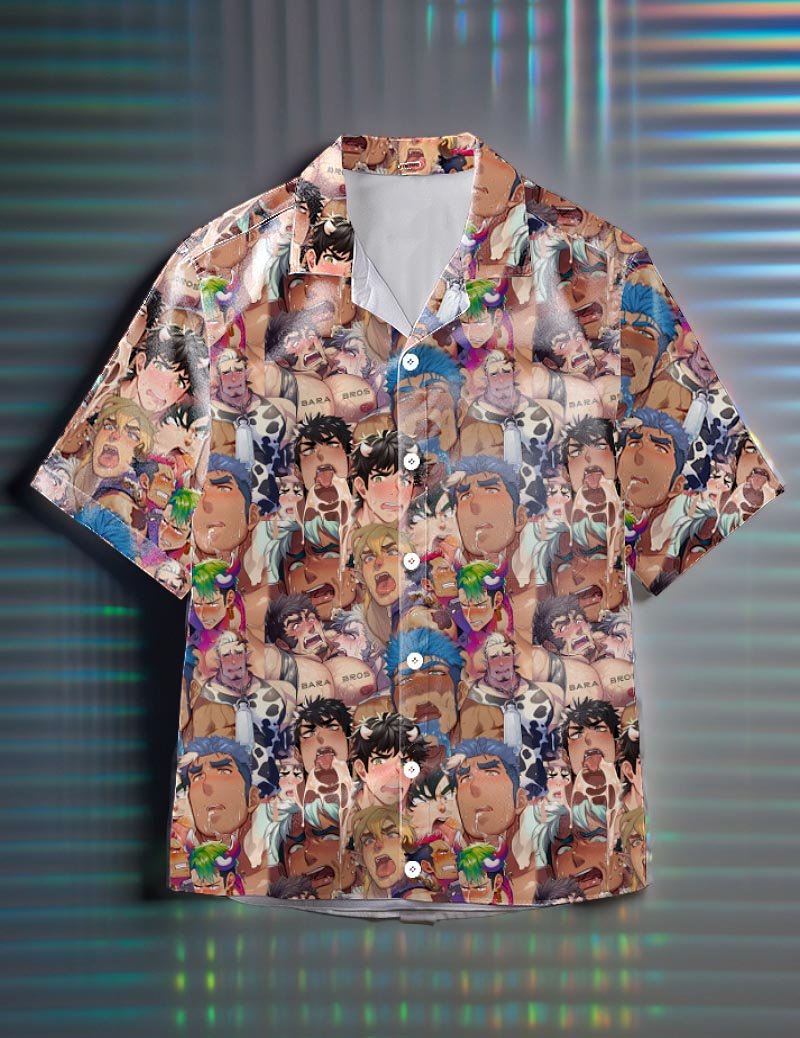 Gay Ahegao Bara Art Anime Hawaiian Shirt Secondary image