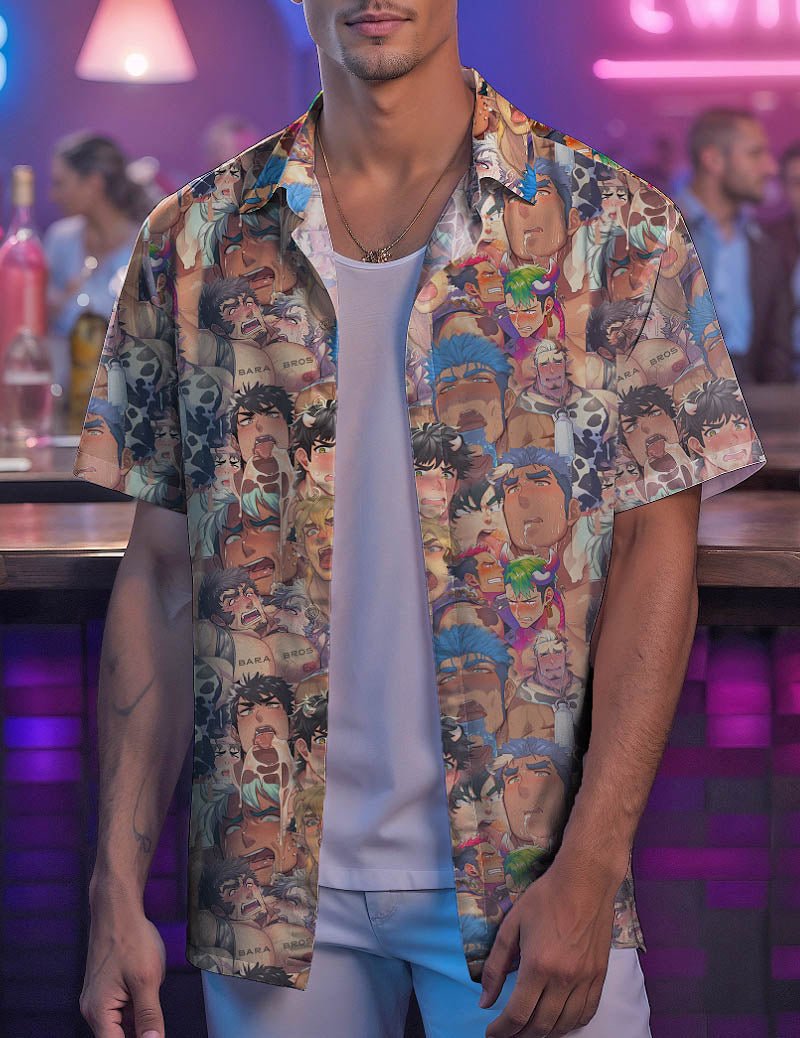 Gay Ahegao Bara Art Anime Hawaiian Shirt - Bara Bros Main image