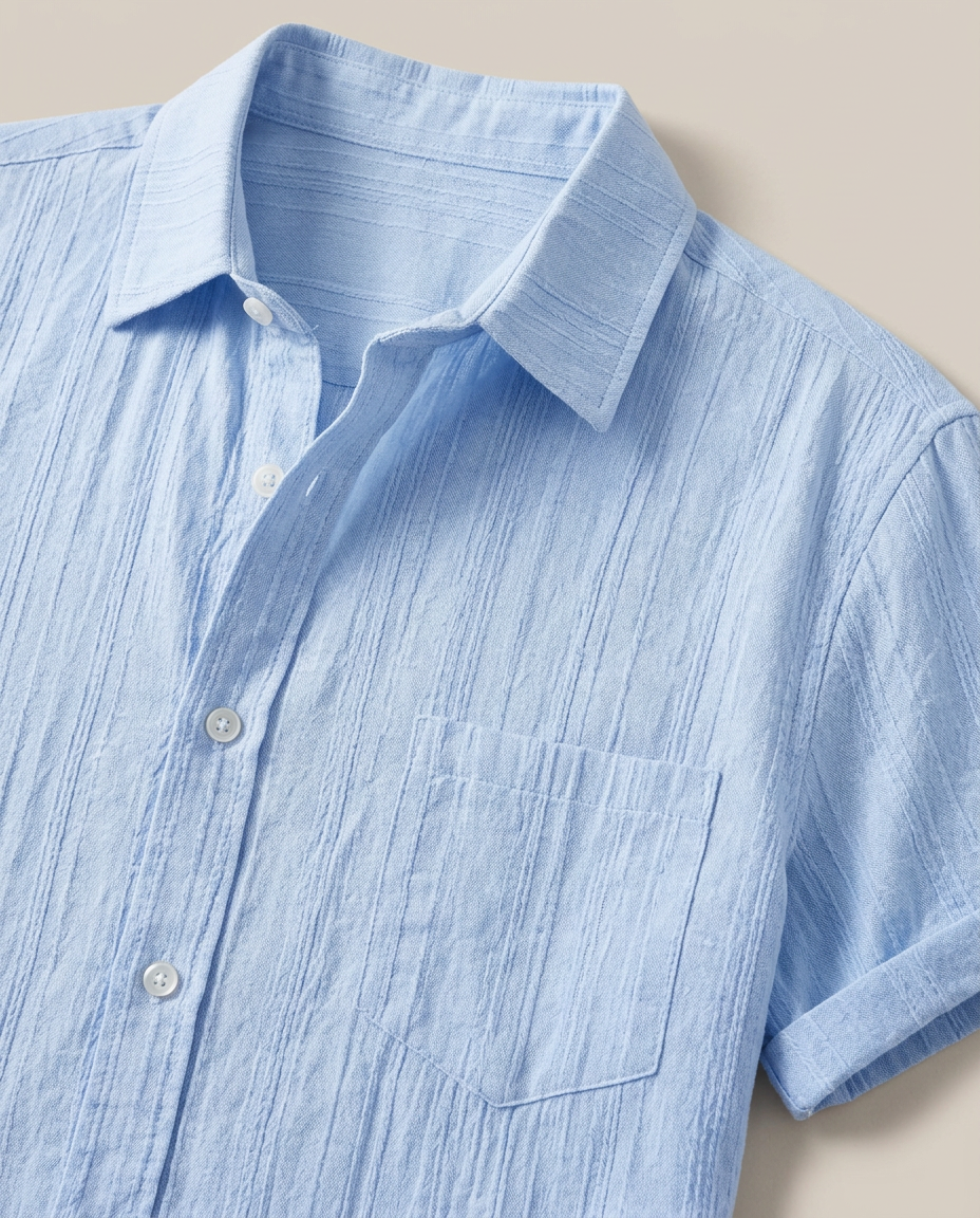 Men's Short Sleeve Button Down Shirt with Chest Pocket