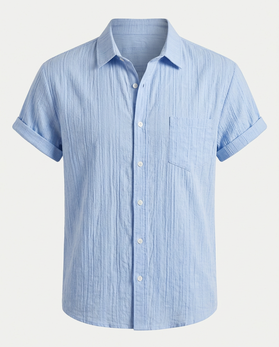 Men's Short Sleeve Button Down Shirt with Chest Pocket