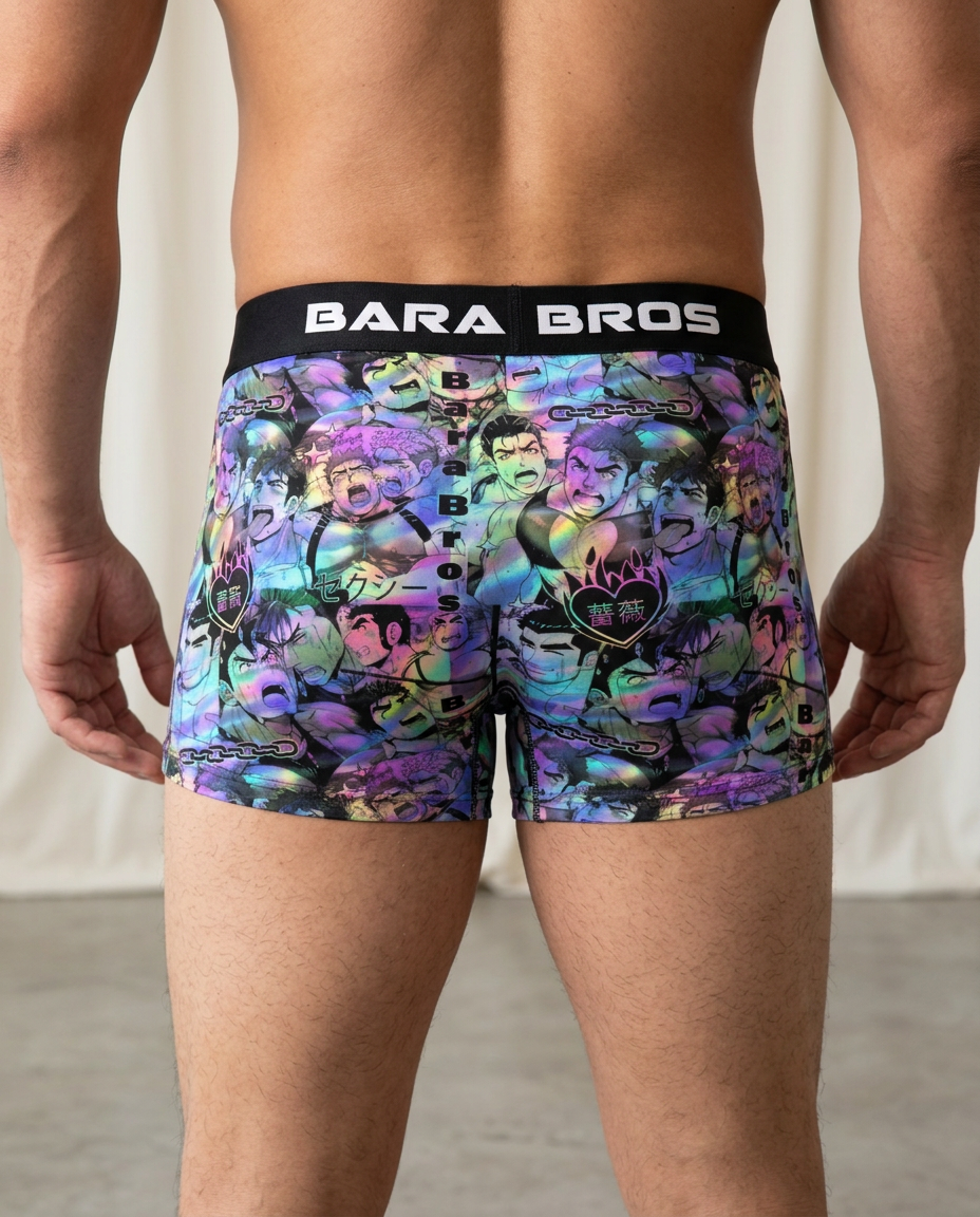 Psychedelic Rainbow Anime Bara Art Men's Boxer Briefs